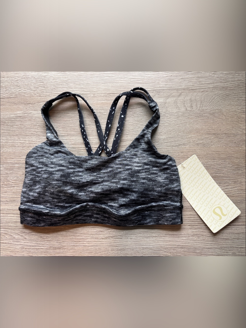lululemon athletica Gray Heather Strappy Sports Bra with Dotted Cross-Back